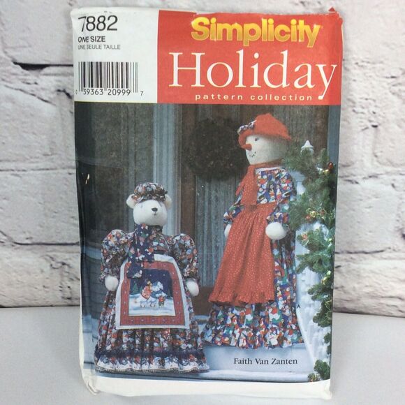 Vtg Simplicity Sewing Pattern #7882 Christmas Snowman/Bear Doll 55” & 40” Uncut - Picture 4 of 6